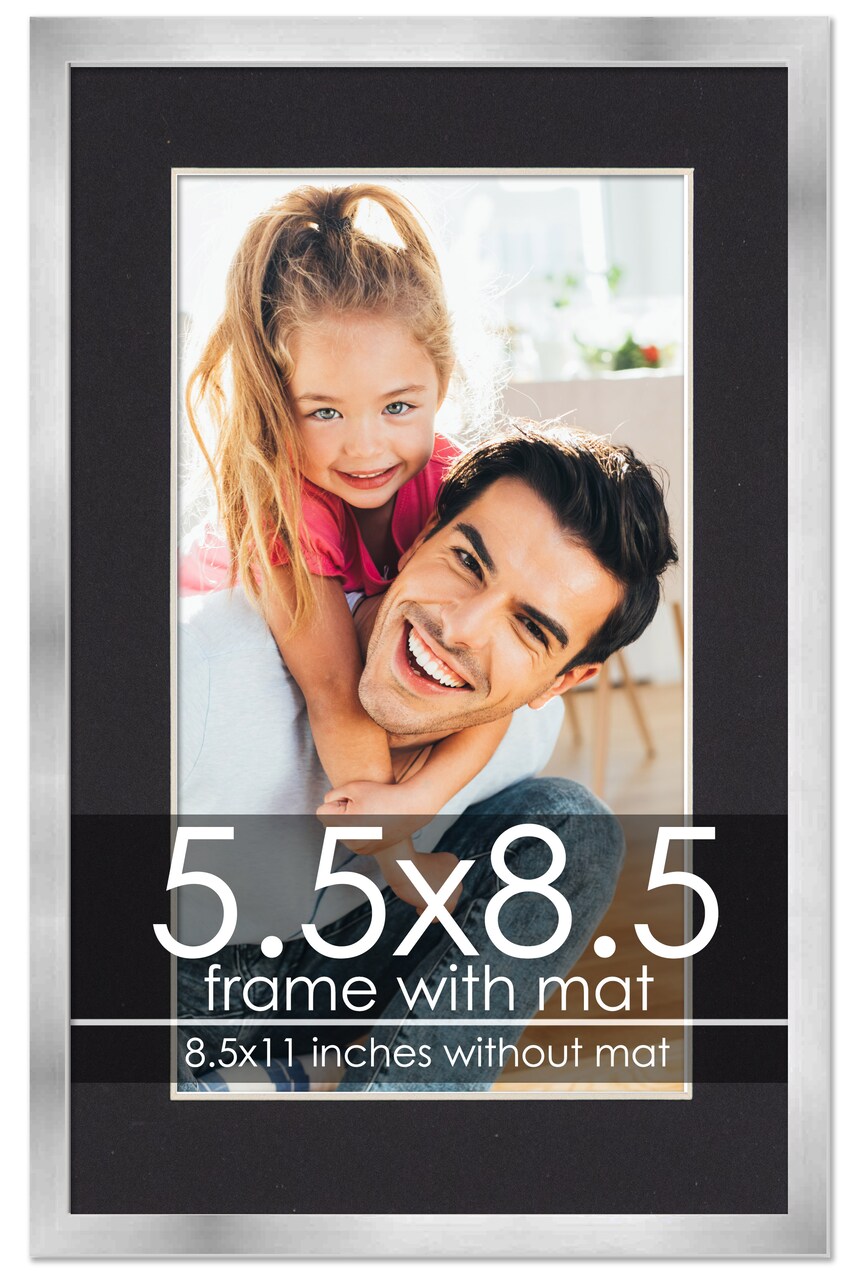 Metallic Silver with Black Photo Mat, UV Acrylic Front, Foam Board Backing, 60 Sizes Available